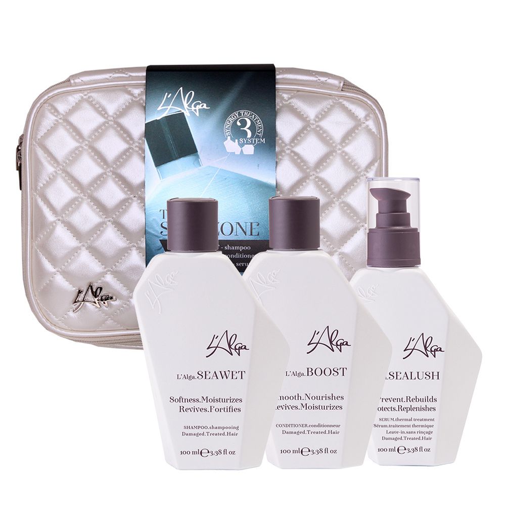 SAILZONE BEAUTY BAG/ Дорожный набор термозащита волос с сывороткой» в белой стеганой косметичке SAILZONE BEAUTY BAG/ Дорожный набор термозащита волос с сывороткой» в белой стеганой косметичке