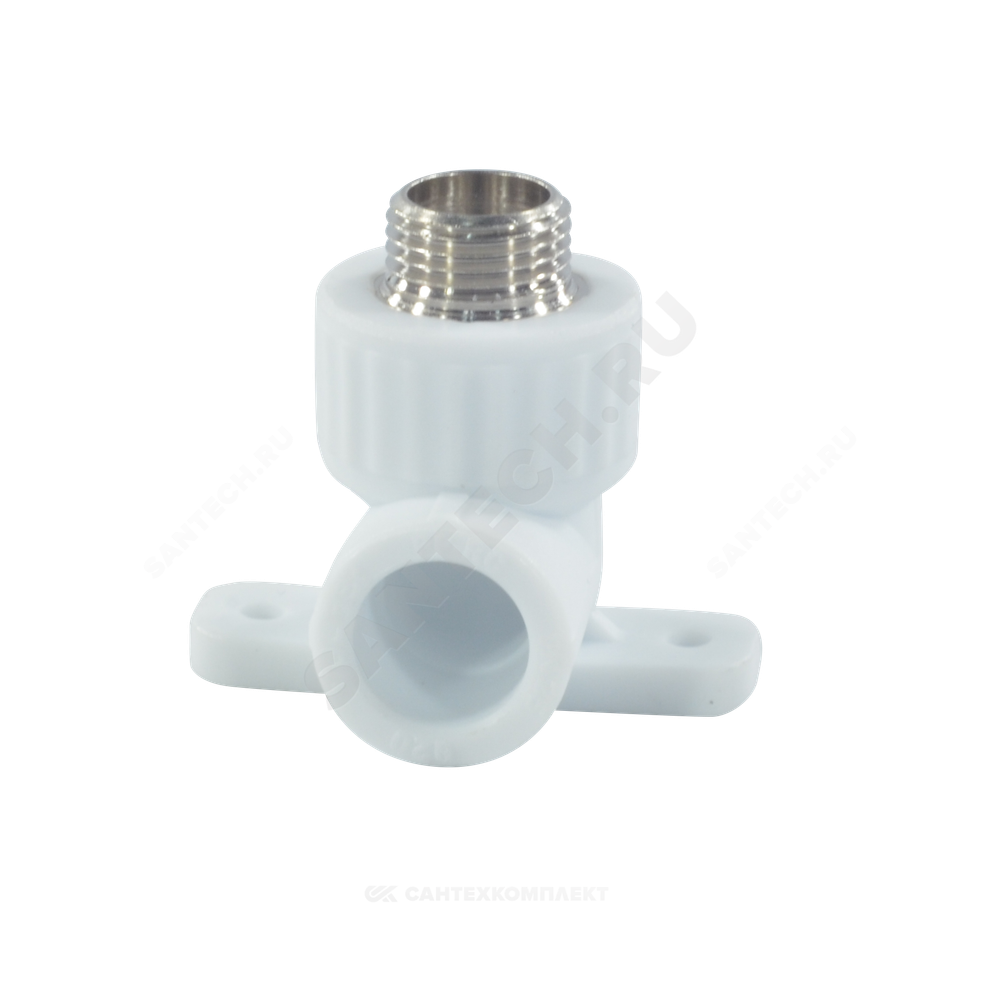 Угольник PP-R комбинированный белый Дн 25х3/4" НР с креплением VALFEX 10121125