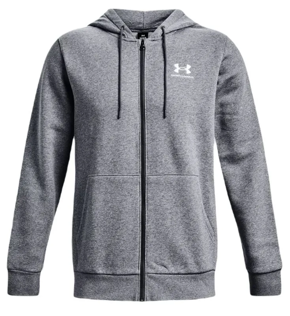 Куртка теннисная Under Armour Men's UA Essential Fleece Full-Zip - pitch gray medium heather/white