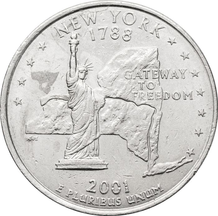 25 центов (1/4 доллара, квотер) 2001 США «Штат Нью-Йорк» (D) 