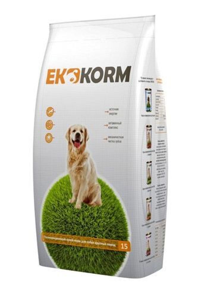 Корм сухой EKKORM для собак крупных пород 15 кг Корм сухой EKKORM для собак крупных пород 15 кг