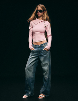 BERSHKA X JUICY COUTURE СВИИТЕР С ВОРОТНИКОМ НА ПУГОВИЦАХ, РОЗОВЫЙ