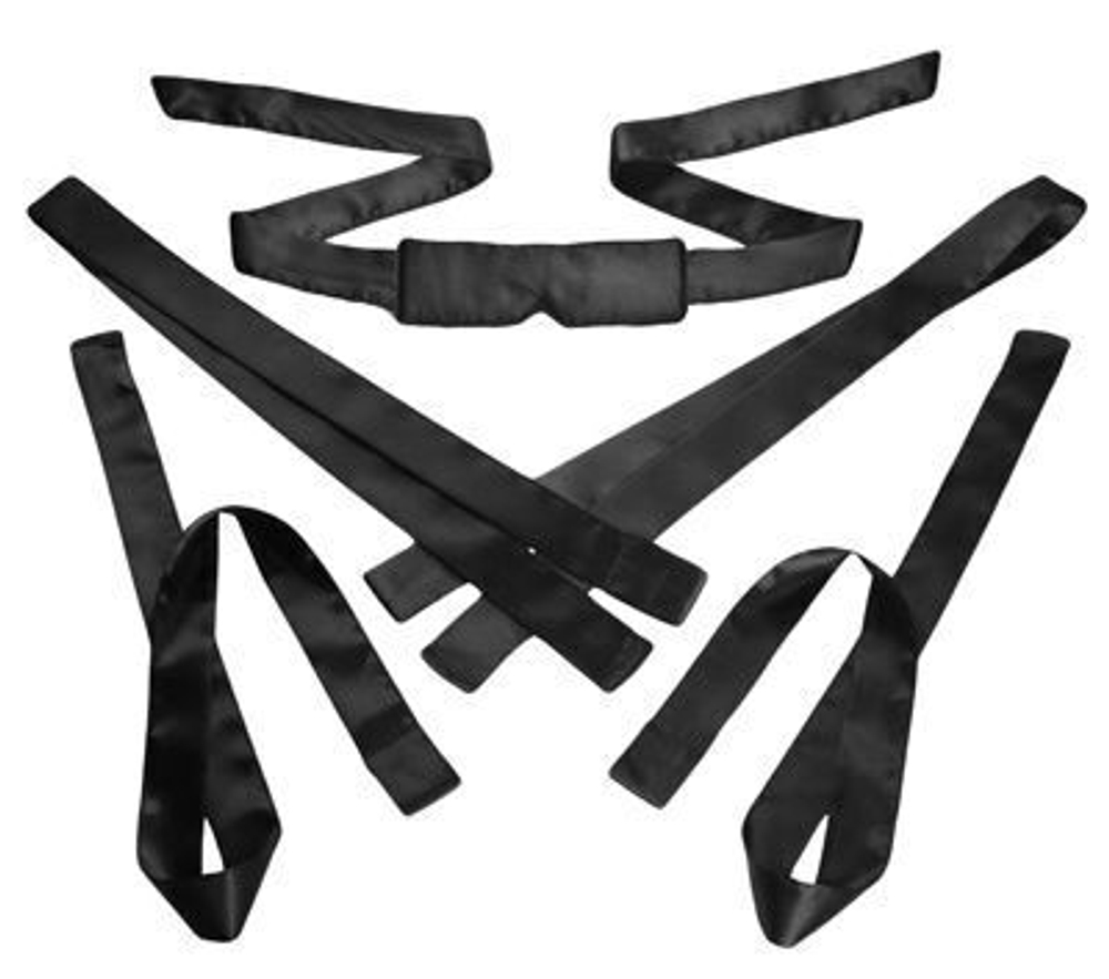 Бондажный набор из сатиновых лент Bordeaux 5 Piece Satin Bondage Set (Цвет: черный)
