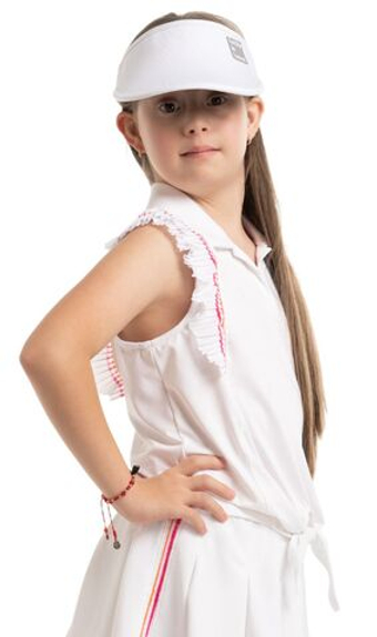 Футболка для девочки теннисная Lucky in Love Girls Shockin' Classic Stripes Tie Polo - белый