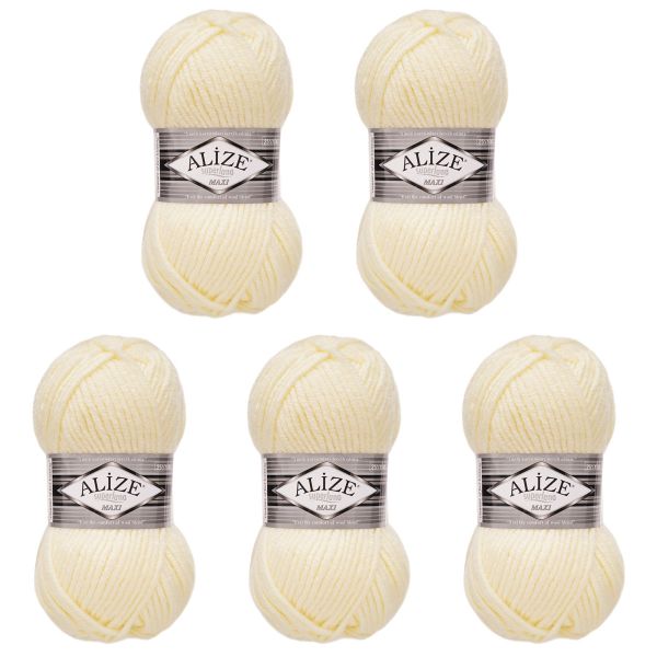 Пряжа Alize (Ализе) Superlana Maxi / уп.5 мот. по 100 г, 100м, 001 молочный A
