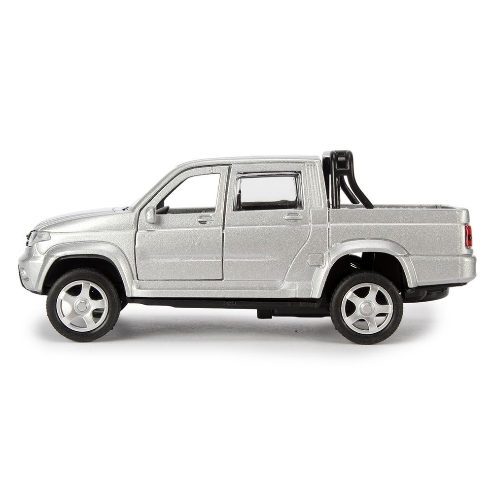 Модель ин. мет. "УАЗ Пикап" 12см, двери, багаж, серебристый, коробка PICKUP-12-SR (Технопарк)