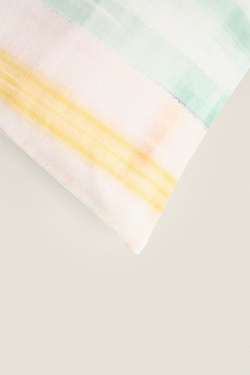 ZARA HOME ЧЕХОЛ ДЛЯ ДЕКОРАТИВНОЙ ПОДУШКИ С ПРИНТОМ ТАЙ ДАЙ, ГОЛУБОЙ