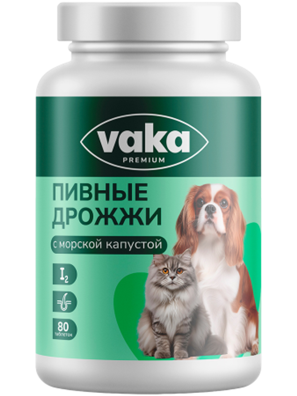 VAKA Пивные дрожжи для кошек и собак с морской капустой 80 таб.