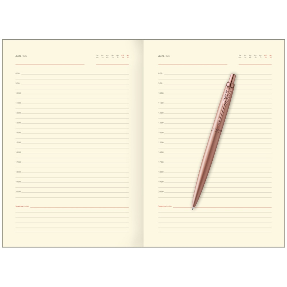 Подарочный набор: Шариковая ручка Parker Jotter XL SE20 Monochrome Pink Gold и Ежедневник недатир. Golden mirror