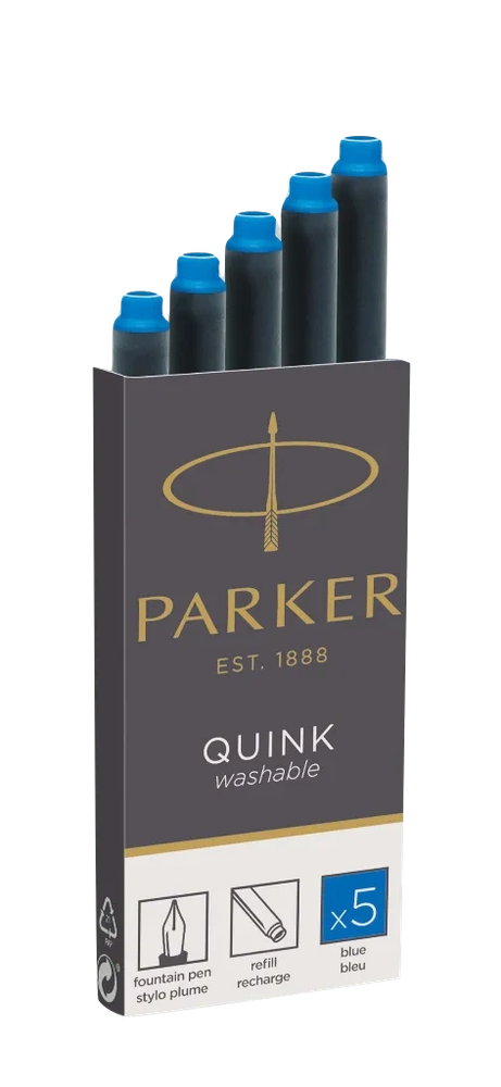 Parker Чернила (картридж) "Cartridge Quink" смываемые синие, 5шт., блистер