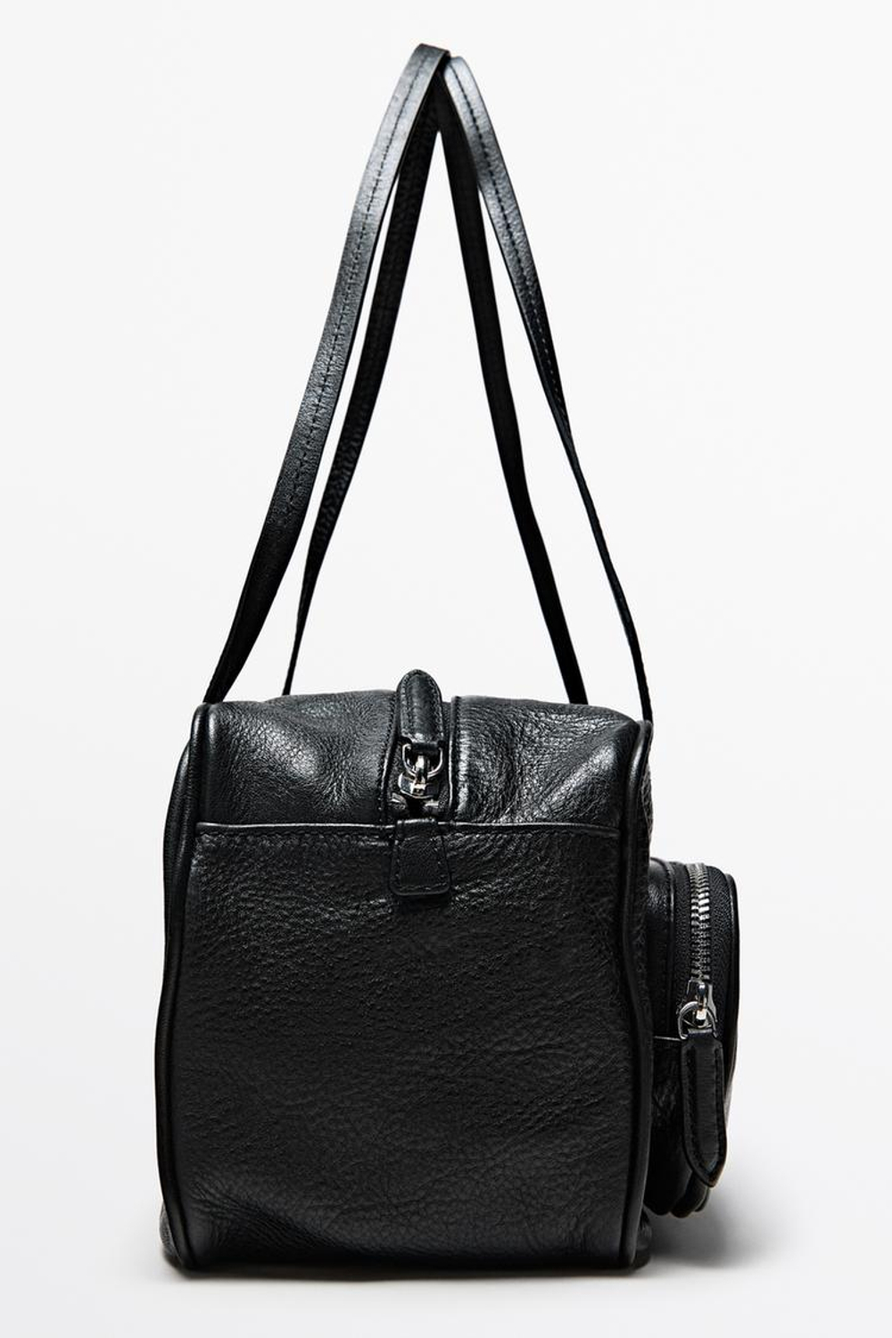 Massimo Dutti Средняя сумка-боулинг из кожи наппа, черный