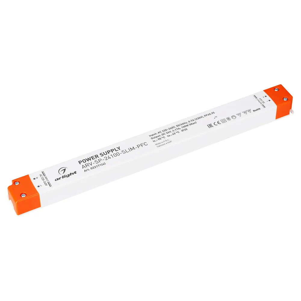Блок питания ARV-SP-24100-SLIM-PFC (24V, 4.17A, 100W) (Arlight, IP20 Пластик, 5 лет) Блок питания ARV-SP-24100-SLIM-PFC (24V, 4.17A, 100W) (Arlight, IP20 Пластик, 5 лет)
