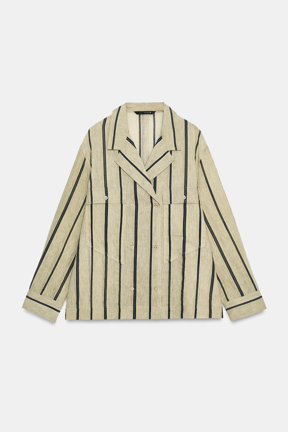 ZARA РУБАШКА НА ЗАПАХ С КАРМАНАМИ — ZW COLLECTION, ПОЛОСКИ
