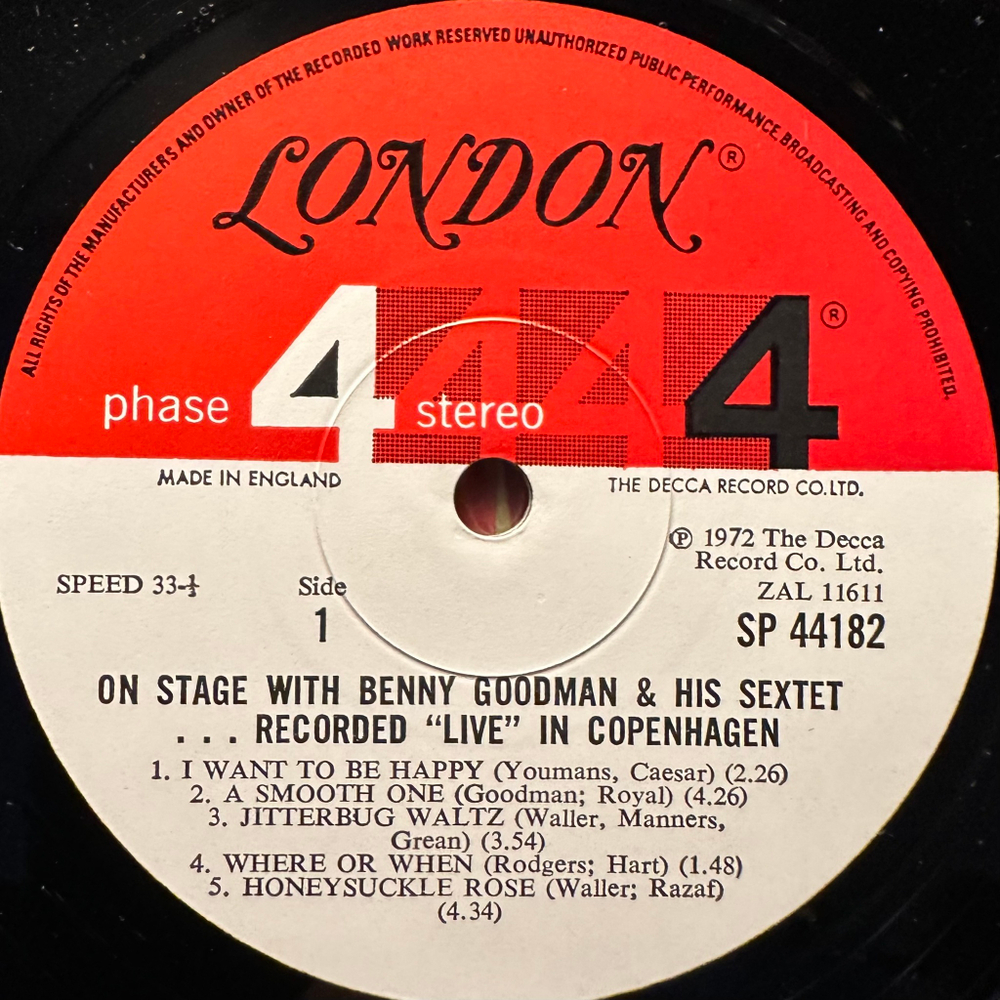 Benny Goodman Sextet ‎– On Stage With Benny Goodman & His Sextet Recorded "Live" In Copenhagen 2LP (Англия 1972г.)