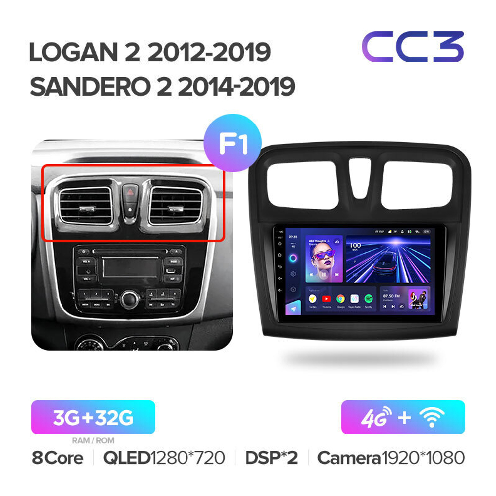 Teyes CC3 9" для Renault Sandero 2014-2019