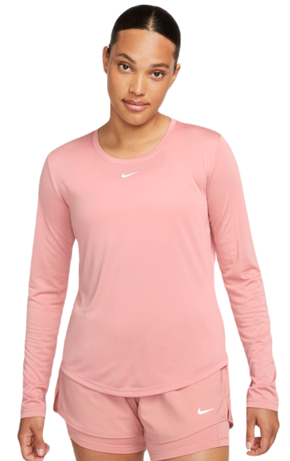 Женская теннисная футболка (dł. Рукава) Nike Dri-FIT One Standard Fit Top - red stardust/white