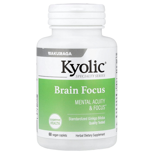 Kyolic, Brain Focus, 60 веганских капсул (120 мг в 1 капсуле)