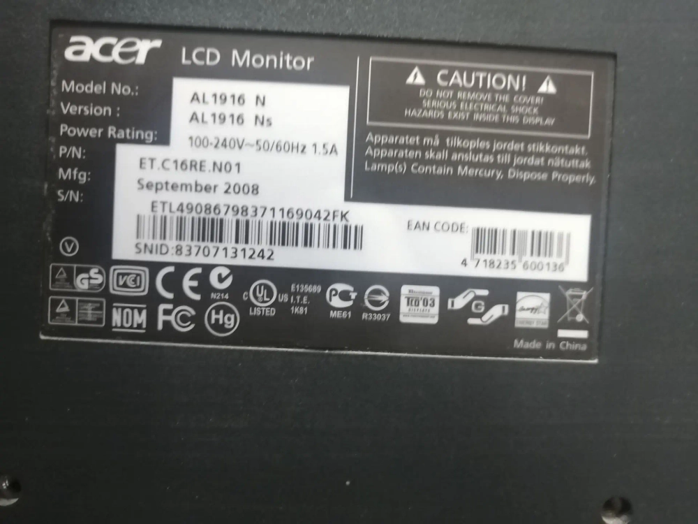 Монитор Acer AL1916N
