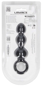 Черная анальная елочка Beaded Silicone Anal Probe with Loop (Цвет: черный)