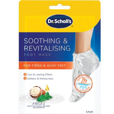 Scholl Маска для ног успокаивающая и восстанавливающая с английской солью, ментолом, маслом ши и эфирными маслами, 1 пара