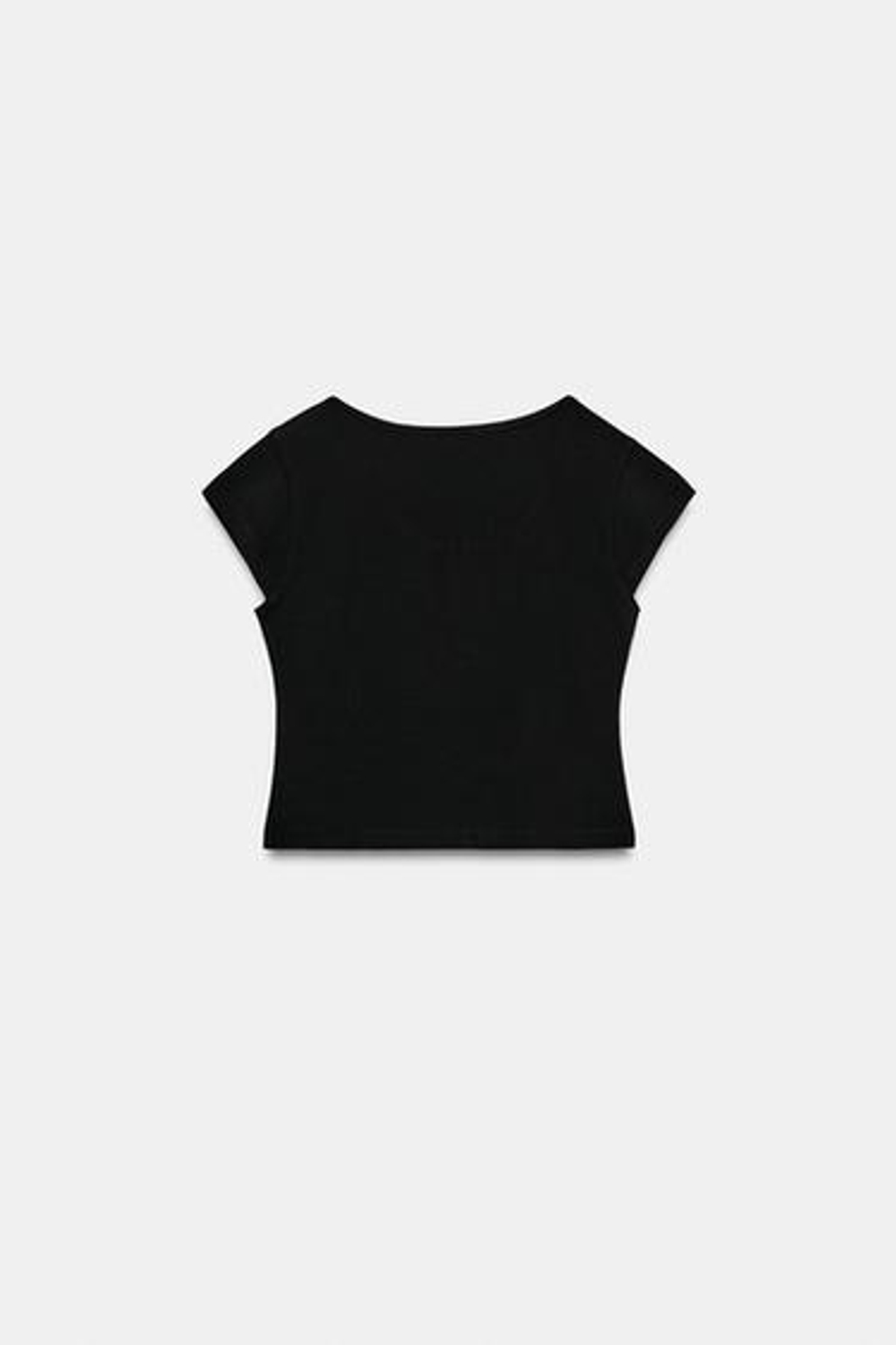 ZARA УКОРОЧЕННЫЙ ТОП С РАЗРЕЗОМ, ЧЕРНЫЙ