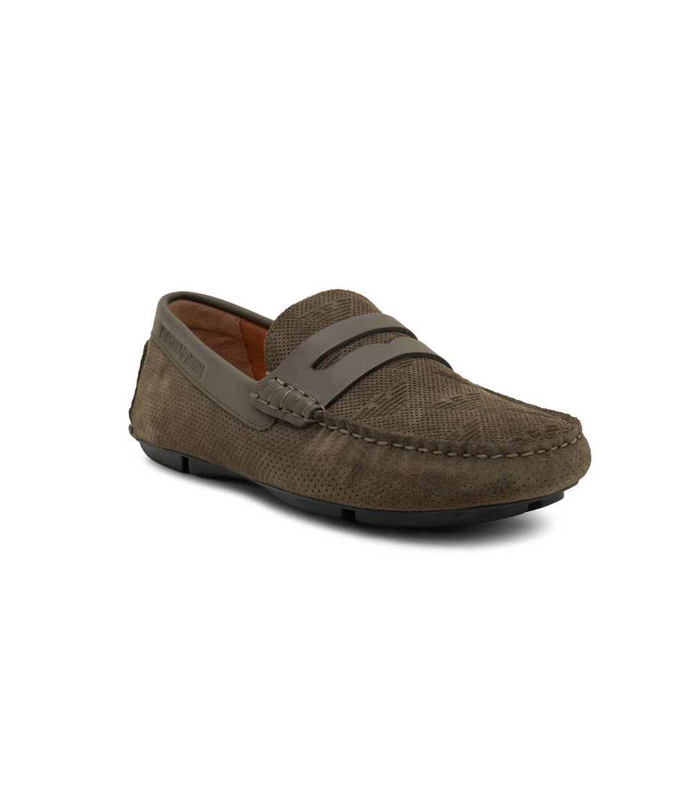 Кожаные мокасины Emporio Armani - хаки(X4B146 XN784)