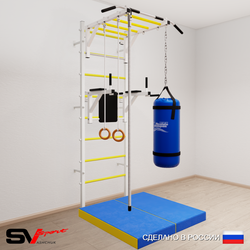 Шведская стенка Sv Sport 5446 (Турник рукоход/Брусья/Канат/Кольца/Цепь/Мешок 22кг/Мат 1м)
