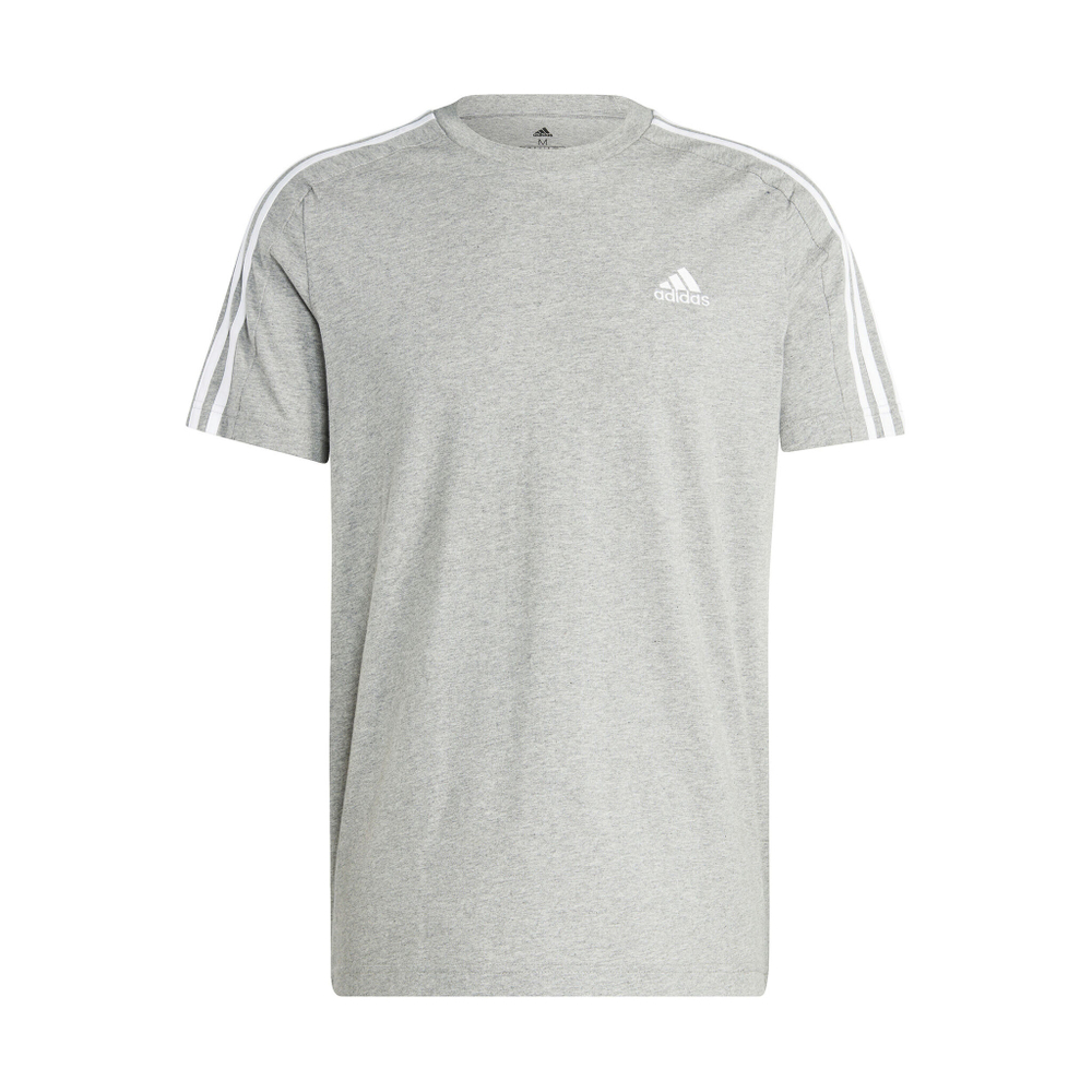 Мужское теннисное поло adidas Essentials Single Jersey 3-Stripes T-Shirt Men - Lightgrey, White