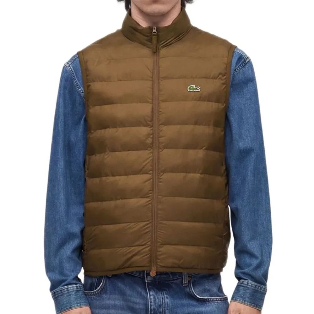Мужская теннисная жилетка Lacoste Water-Repellent Puffed Windbreaker - brown