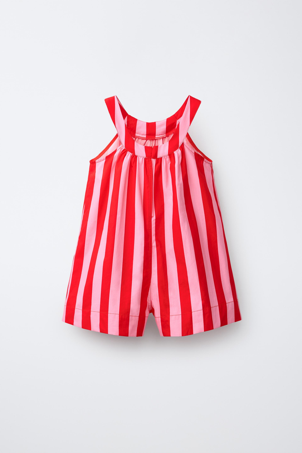 ZARA КОРОТКИЙ КОМБИНЕЗОН В ПОЛОСКУ, КРАСНЫЙ