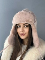 шапка зимняя ушанка вязаная с мехом