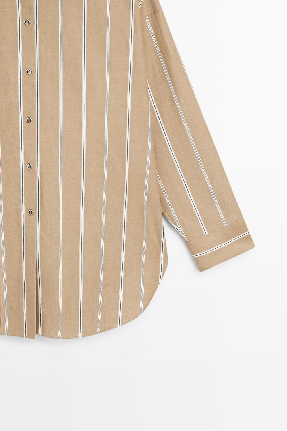 Massimo Dutti Рубашка в полоску с декоративными пуговицами, коричневый