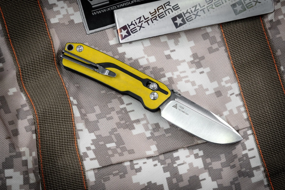 Складной нож SRM Rubik Satin сталь D2 рукоять Yellow/Black G10 (7228)