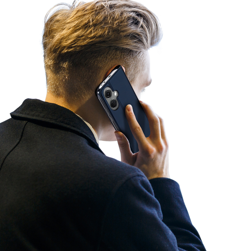 Чехол книжка из кожи синего цвета для OnePlus Nord CE3 и OPPO K11, серия Skin Pro Series от Dux Ducis