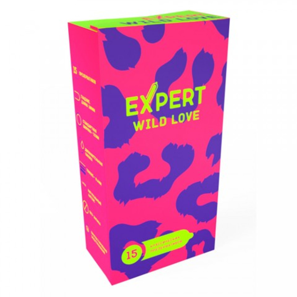 Презервативы EXPERT Wild Love, ребристый, точечный, ребристо-точечный, 15 шт
