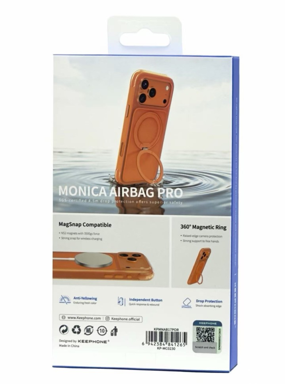Накладка для i-Phone 17 Pro Keephone Monica Airbag Pro оранжево-прозрачный