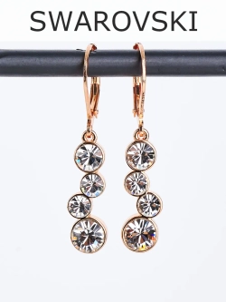 Серьги-подвески Эльза с белыми кристаллами Swarovski