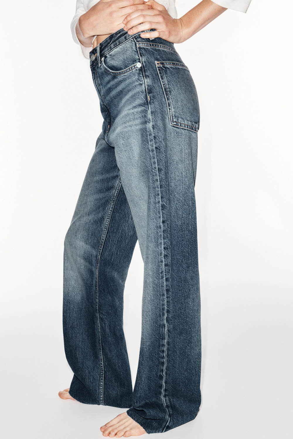 ДЖИНСЫ TRF WIDE-LEG С ВЫСОКОЙ ПОСАДКОЙ — ZARA