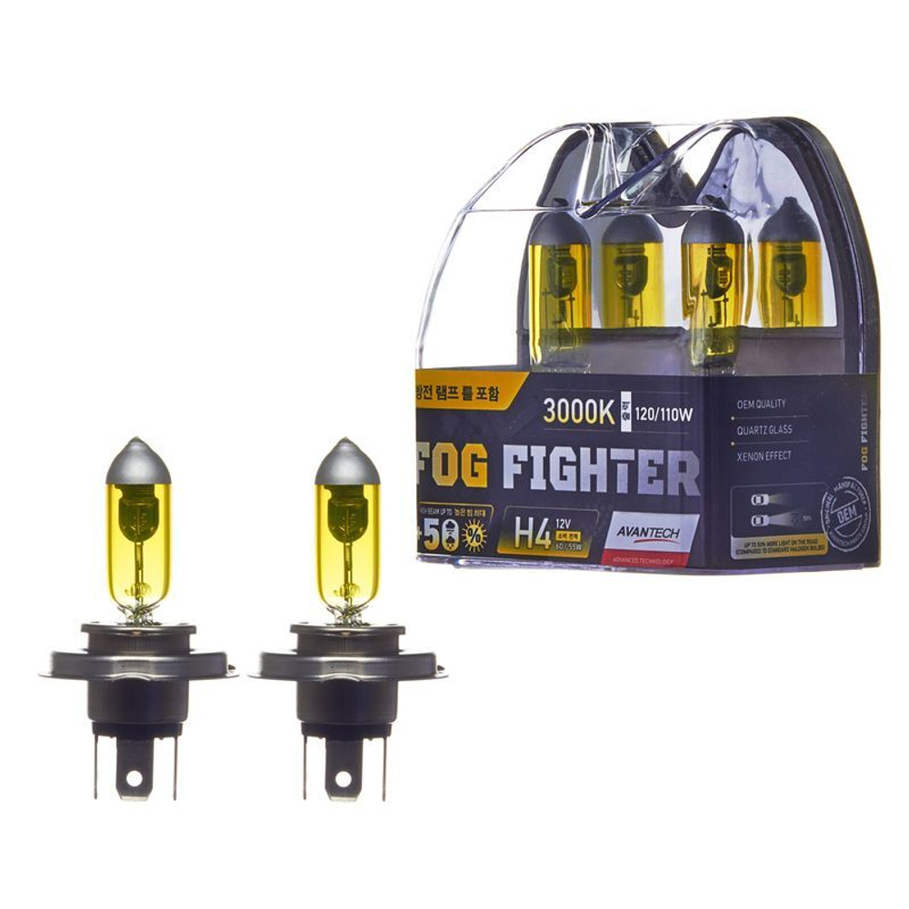 Лампа высокотемпературная Avantech H4 12V 60/55W (120/110W) 3000K, комплект 2 шт. AB3004