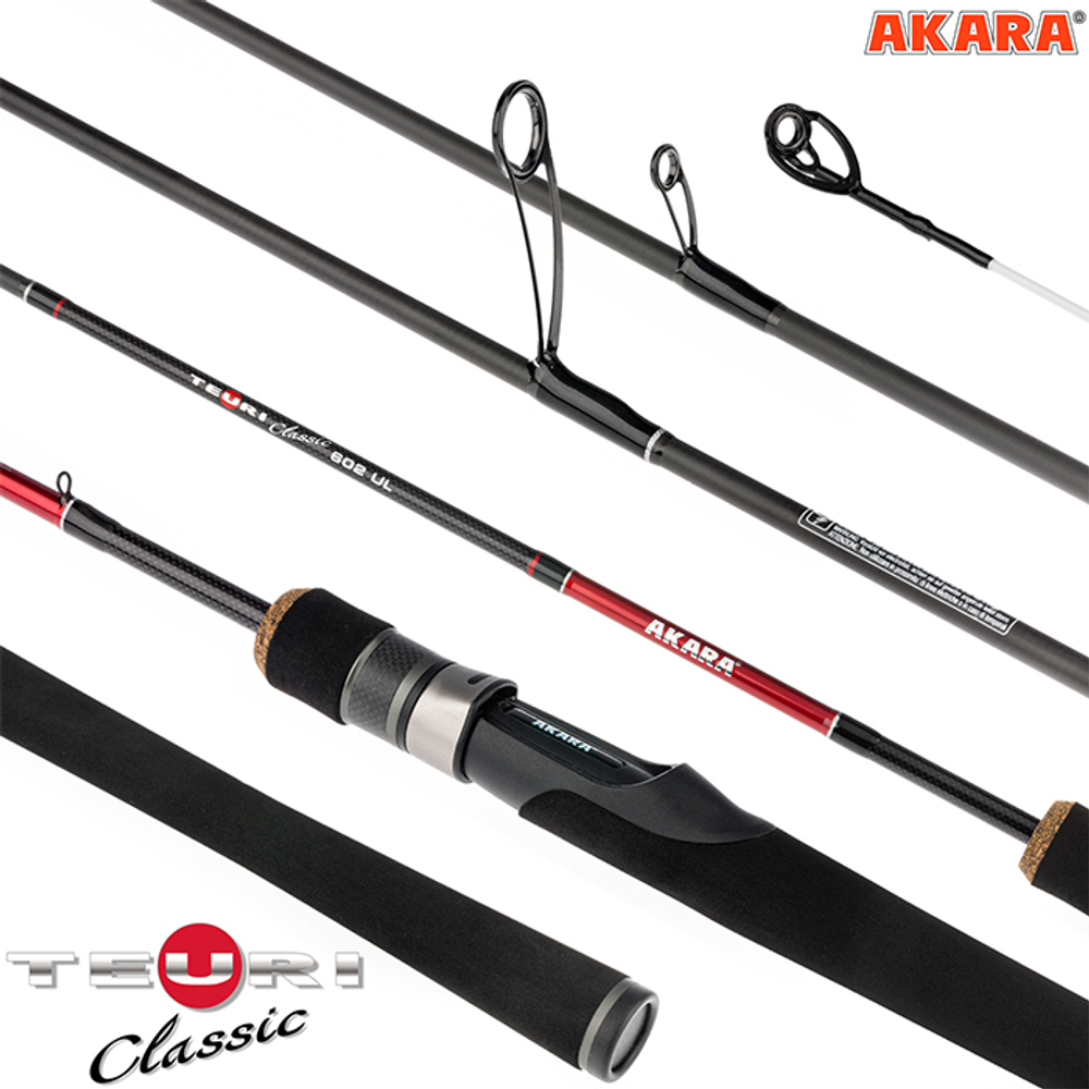 Спиннинг штекерный угольный 2 колена Akara Teuri Classic UL662 TX-30 (0,6-7) 1,98 м