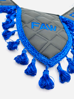 Вымпел тройной Faw (экокожа, черный с синей вышивкой)