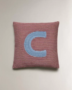 ZARA HOME ДЕТСКАЯ ПОДУШКА С ВЫШИВКОЙ В ВИДЕ БУКВЫ "C", КРАСНЫЙ