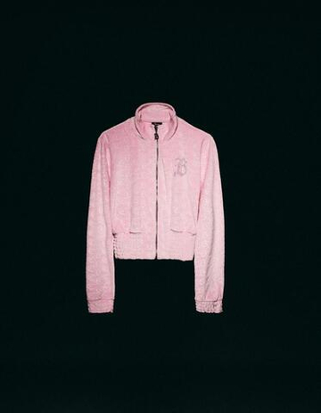 BERSHKA X JUICY COUTURE БАРХАТНОЕ ХУДИ СО СТРАЗАМИ, РОЗОВЫЙ