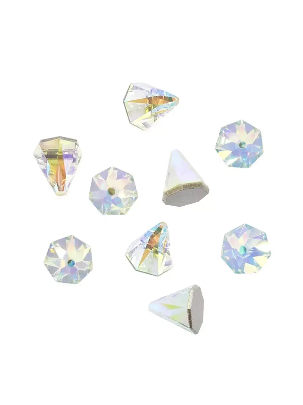 Swarovski кристаллы Flatback Round Spike Crystal AB(5шт)