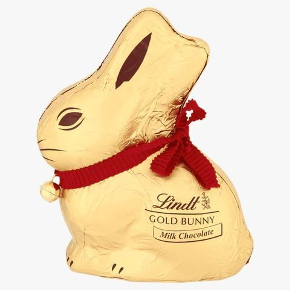 Пасхальный заяц из молочного шоколада Lindt GOLD BUNNY 100 г красный бант  (Из Финляндии)