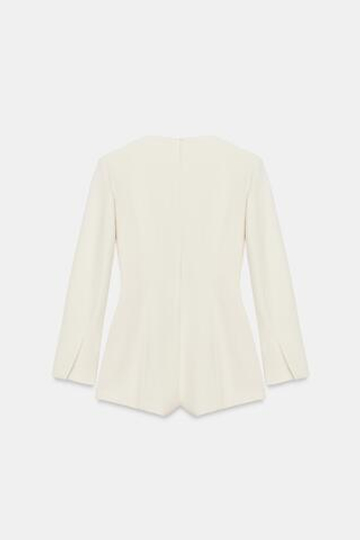 ZARA КОРОТКИЙ КОМБИНЕЗОН С ПОДПЛЕЧНИКАМИ, ЖЕЛТОВАТО-БЕЛЫЙ