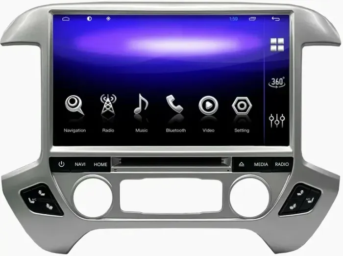 Магнитола для GMC Denali (рамка серебро) - Kuberg ZH-C1301S дисплей 13.3" на Android 12, Быстрая, CarPlay, 4G SIM-слот
