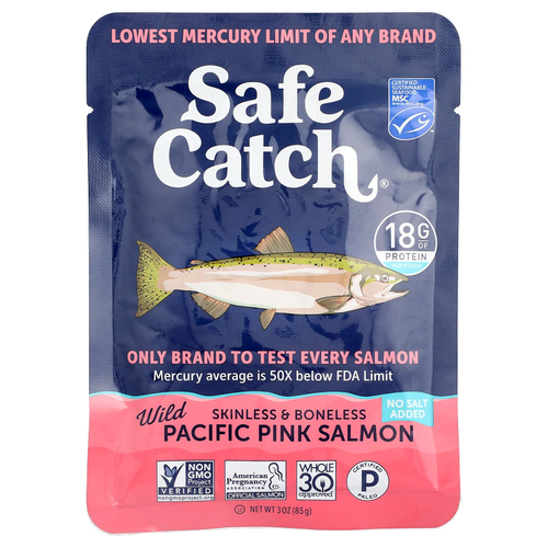 Safe Catch, дикая тихоокеанская горбуша, без кожи и костей, без добавления соли, 85 г