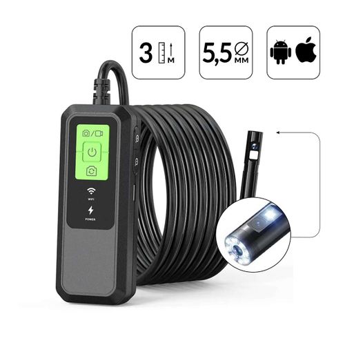 iCartool (IC-V803-3) Видеоэндоскоп WIFI 2 камеры, 3.5Мп, 2560x1440, 3м, 5.5 мм зонд