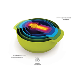 Набор мисок nest plus, разноцветный, 9 шт.